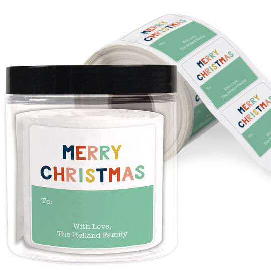 Colorful Christmas Gift Stickers in a Jar